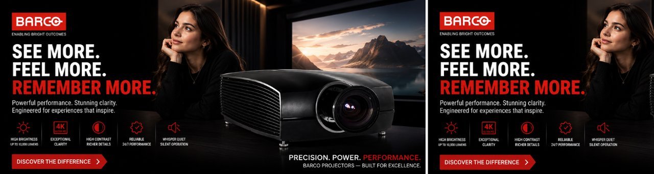 Barco projector — see more, feel more, remember more, supplied by Rudraksh Industries