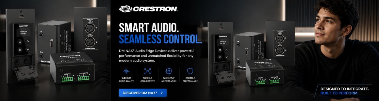 Crestron DM NAX Audio Edge Devices — smart audio, seamless control, supplied by Rudraksh Industries in India