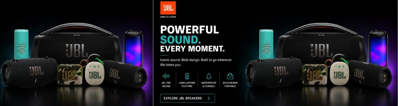 JBL portable speakers — powerful sound, every moment, supplied by Rudraksh Industries in India