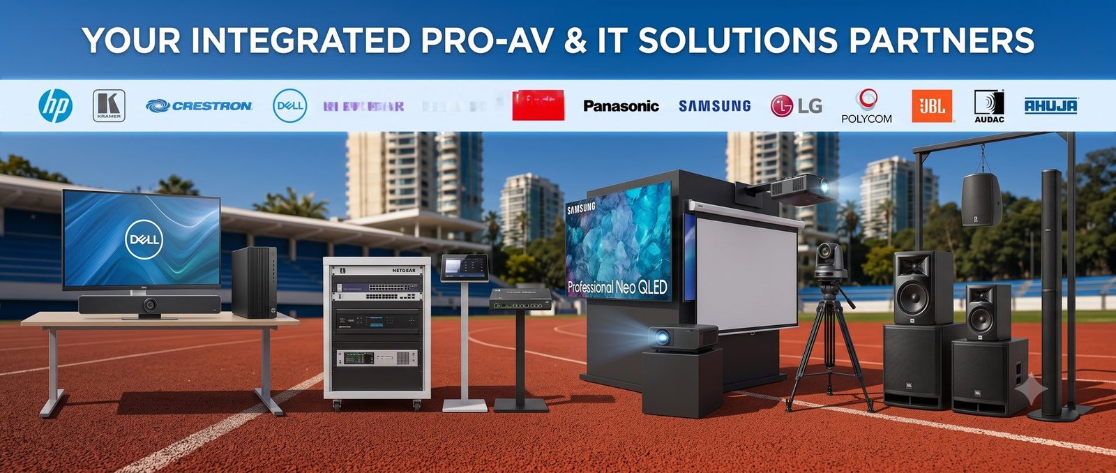 Rudraksh Industries — HP, Kramer, Crestron, Dell, Netgear, Draper, Barco, Panasonic, Samsung, LG, Polycom, JBL, Audac and Ahuja dealer, distributor and supplier in Delhi