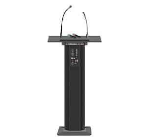 Digital podium with integrated microphone and control panel supplied by Rudraksh Industries in India