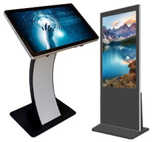 Freestanding digital standee kiosk displays